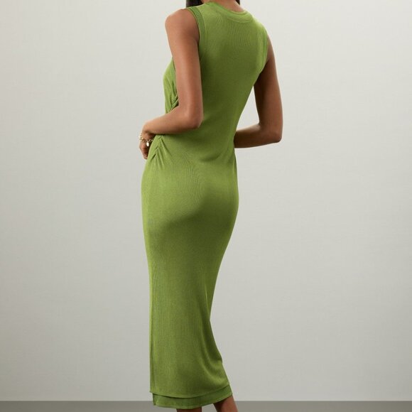 Atlein Green Knit Midi Dress, M - Picture 3 of 14